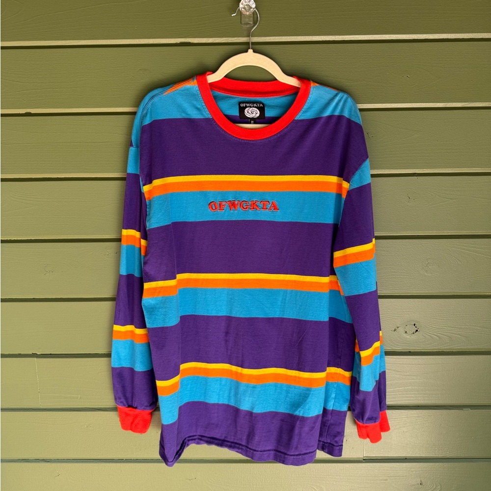 OFWGKTA Colorful Men’s Strip Knit Long Sleeve Shirt XL